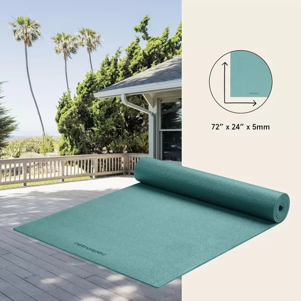 imageRetrospec Pismo Yoga Mat wNylon Strap for Men ampamp Women  Non Slip Exercise Mat for Yoga Pilates Stretching Floor ampamp Fitness Workouts 5mm Thick Easy to CleanBlue Ridge