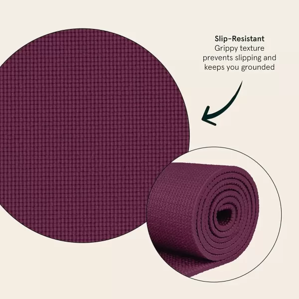 imageRetrospec Pismo Yoga Mat wNylon Strap for Men ampamp Women  Non Slip Exercise Mat for Yoga Pilates Stretching Floor ampamp Fitness Workouts 5mm Thick Easy to CleanBoysenberry