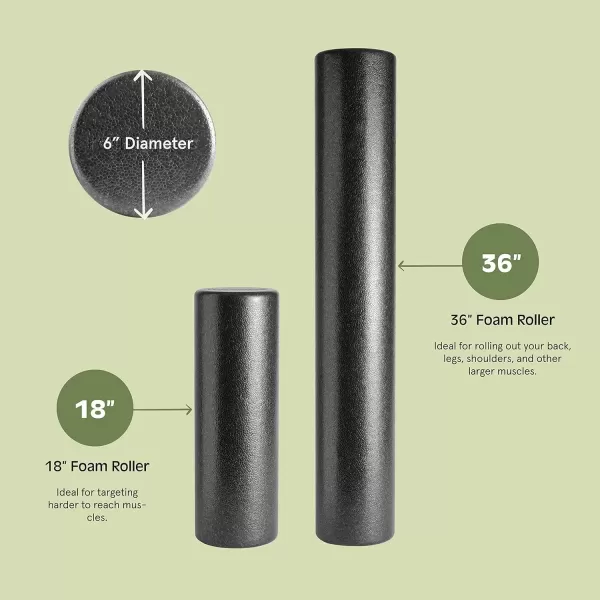 imageRetrospec Relief Foam Roller 18quot ampamp 36quot HighDensity EPP Extra Firm Round Foam Roller for Exercise Massage Yoga Pilates and Post Workout Muscle RecoveryBlack