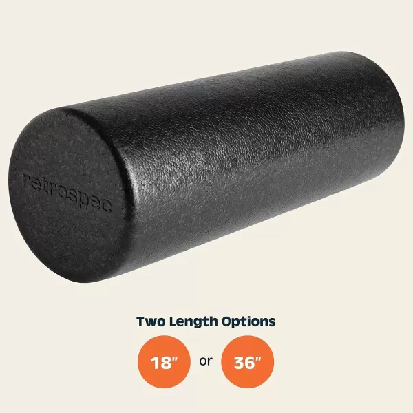imageRetrospec Relief Foam Roller 18quot ampamp 36quot HighDensity EPP Extra Firm Round Foam Roller for Exercise Massage Yoga Pilates and Post Workout Muscle RecoveryBlack