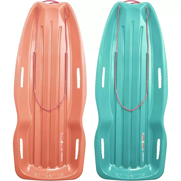 imageRetrospec Retrorider Plastic Snow Sled  Toboggan Style with Pull Rope ColdResistant Coating and Hard Bottom for Smooth Downhill Rides  Available in 35quot and 48quot Sizes for Kids and AdultsPolar PinkWintertide
