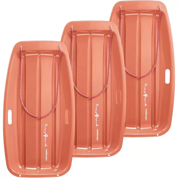 imageRetrospec Retrorider Plastic Snow Sled  Toboggan Style with Pull Rope ColdResistant Coating and Hard Bottom for Smooth Downhill Rides  Available in 35quot and 48quot Sizes for Kids and AdultsPolar Pink