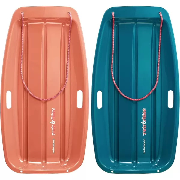 imageRetrospec Retrorider Plastic Snow Sled  Toboggan Style with Pull Rope ColdResistant Coating and Hard Bottom for Smooth Downhill Rides  Available in 35quot and 48quot Sizes for Kids and AdultsPolar PinkSnowy Spruce