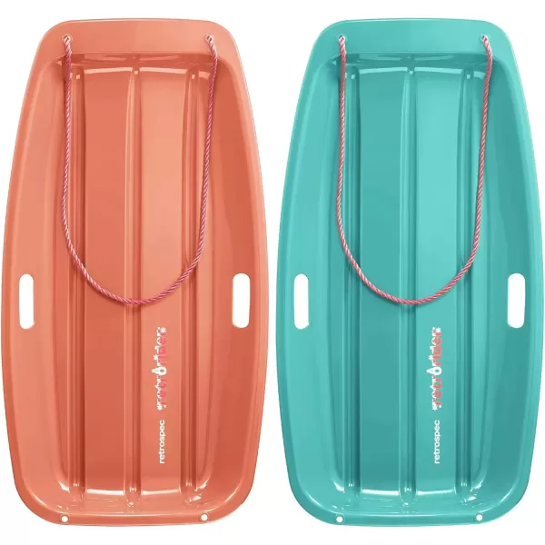 imageRetrospec Retrorider Plastic Snow Sled  Toboggan Style with Pull Rope ColdResistant Coating and Hard Bottom for Smooth Downhill Rides  Available in 35quot and 48quot Sizes for Kids and AdultsPolar PinkWintertide