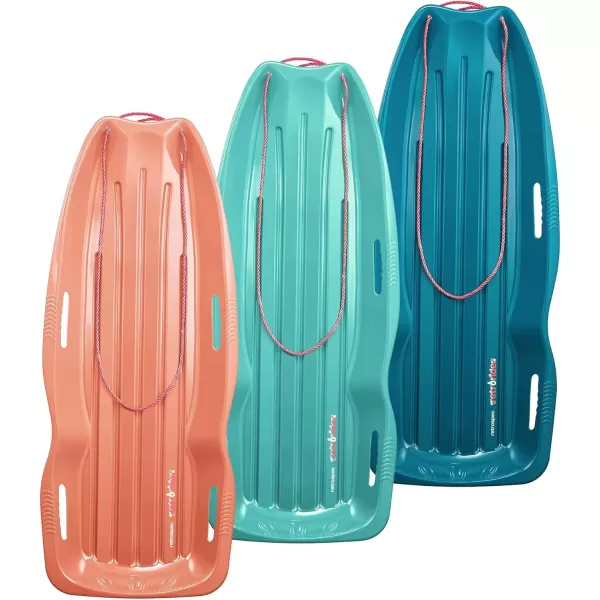 imageRetrospec Retrorider Plastic Snow Sled  Toboggan Style with Pull Rope ColdResistant Coating and Hard Bottom for Smooth Downhill Rides  Available in 35quot and 48quot Sizes for Kids and AdultsTricolor