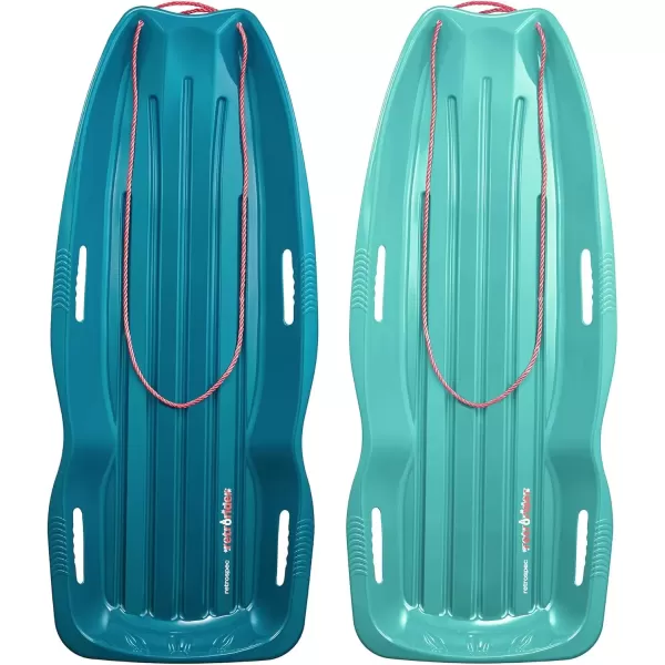 imageRetrospec Retrorider Plastic Snow Sled  Toboggan Style with Pull Rope ColdResistant Coating and Hard Bottom for Smooth Downhill Rides  Available in 35quot and 48quot Sizes for Kids and AdultsSnowy SpruceWintertide