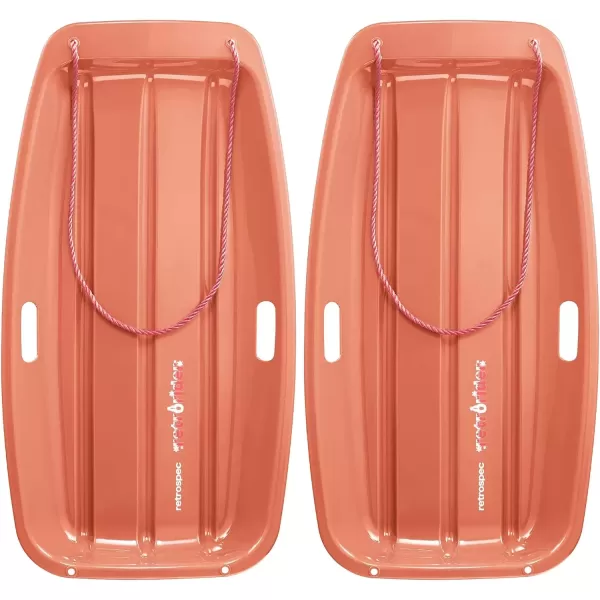 imageRetrospec Retrorider Plastic Snow Sled  Toboggan Style with Pull Rope ColdResistant Coating and Hard Bottom for Smooth Downhill Rides  Available in 35quot and 48quot Sizes for Kids and AdultsPolar Pink