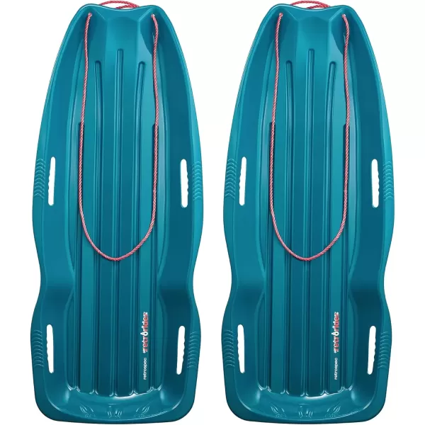 imageRetrospec Retrorider Plastic Snow Sled  Toboggan Style with Pull Rope ColdResistant Coating and Hard Bottom for Smooth Downhill Rides  Available in 35quot and 48quot Sizes for Kids and AdultsSnowy Spruce