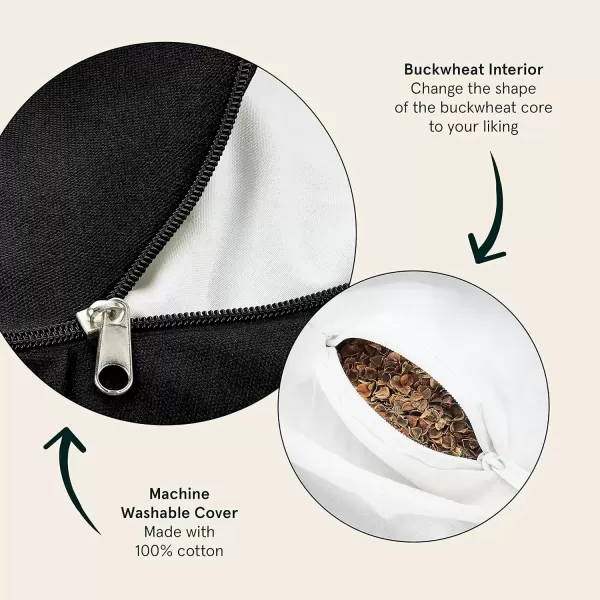 imageRetrospec Sedona Zafu Meditation Cushion Filled wBuckwheat Hulls  Yoga Pillow for Meditation Practices  Machine Washable 100 Cotton Cover ampamp Durable Carry Handle Crescent BlackBlack