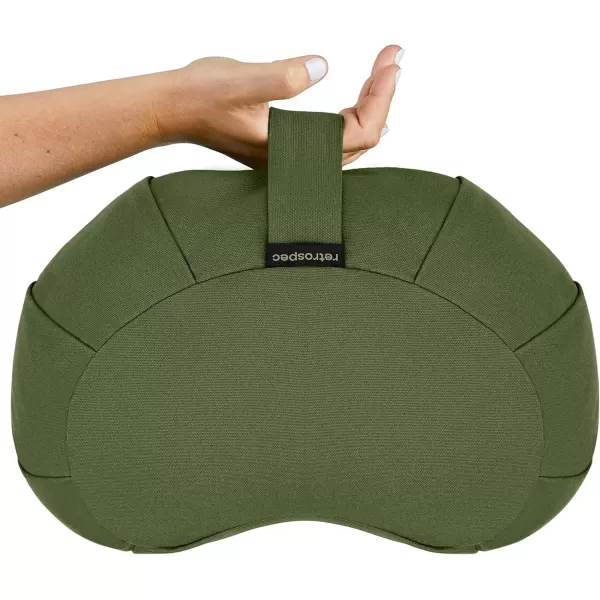 imageRetrospec Sedona Zafu Meditation Cushion Filled wBuckwheat Hulls  Yoga Pillow for Meditation Practices  Machine Washable 100 Cotton Cover ampamp Durable Carry Handle Crescent BlackBasil