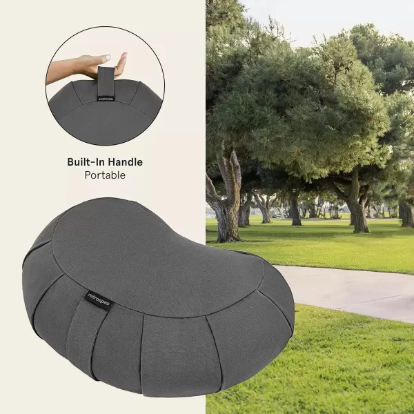 imageRetrospec Sedona Zafu Meditation Cushion Filled wBuckwheat Hulls  Yoga Pillow for Meditation Practices  Machine Washable 100 Cotton Cover ampamp Durable Carry Handle Crescent BlackStone