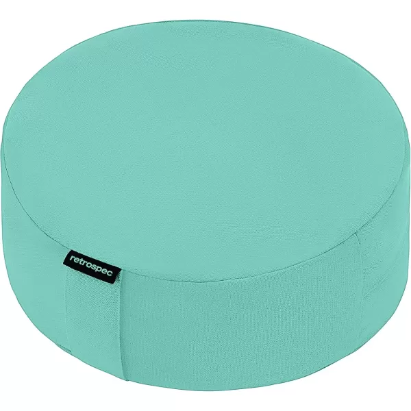 imageRetrospec Sedona Zafu Meditation Cushion Filled wBuckwheat Hulls  Yoga Pillow for Meditation Practices  Machine Washable 100 Cotton Cover ampamp Durable Carry Handle RoundSea Glass