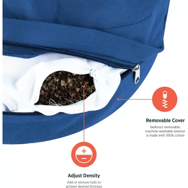 imageRetrospec Sedona Zafu Meditation Cushion Filled wBuckwheat Hulls  Yoga Pillow for Meditation Practices  Machine Washable 100 Cotton Cover ampamp Durable Carry Handle Crescent BlackMidnight Blue