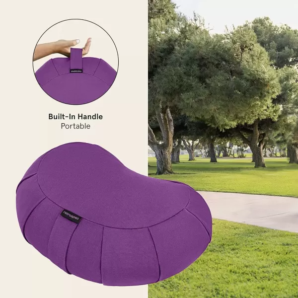imageRetrospec Sedona Zafu Meditation Cushion Filled wBuckwheat Hulls  Yoga Pillow for Meditation Practices  Machine Washable 100 Cotton Cover ampamp Durable Carry Handle Crescent BlackMulberry