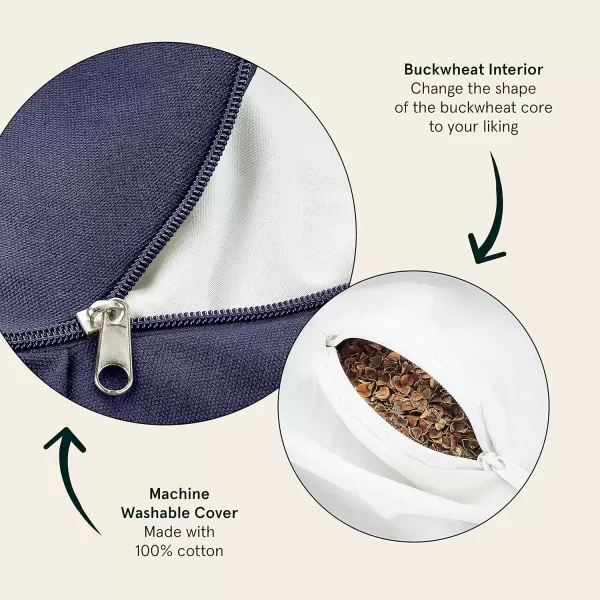 imageRetrospec Sedona Zafu Meditation Cushion Filled wBuckwheat Hulls  Yoga Pillow for Meditation Practices  Machine Washable 100 Cotton Cover ampamp Durable Carry Handle Crescent BlackMidnight
