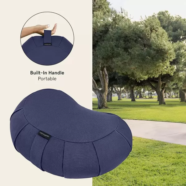 imageRetrospec Sedona Zafu Meditation Cushion Filled wBuckwheat Hulls  Yoga Pillow for Meditation Practices  Machine Washable 100 Cotton Cover ampamp Durable Carry Handle Crescent BlackMidnight
