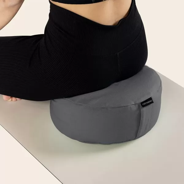 imageRetrospec Sedona Zafu Meditation Cushion Filled wBuckwheat Hulls  Yoga Pillow for Meditation Practices  Machine Washable 100 Cotton Cover ampamp Durable Carry Handle RoundStone