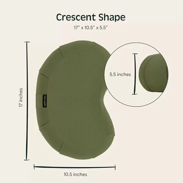 imageRetrospec Sedona Zafu Meditation Cushion Filled wBuckwheat Hulls  Yoga Pillow for Meditation Practices  Machine Washable 100 Cotton Cover ampamp Durable Carry Handle Crescent BlackBasil