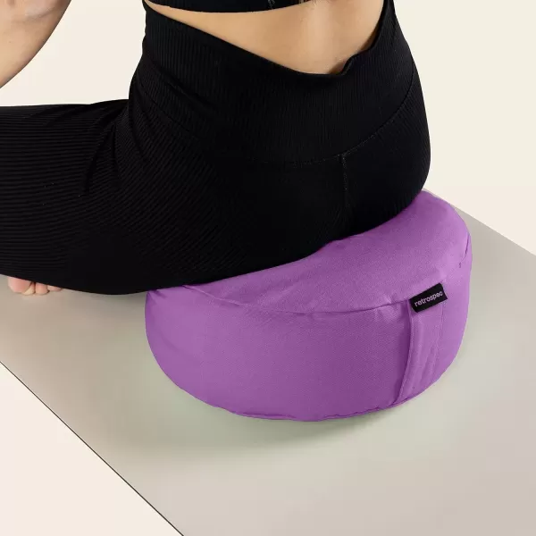 imageRetrospec Sedona Zafu Meditation Cushion Filled wBuckwheat Hulls  Yoga Pillow for Meditation Practices  Machine Washable 100 Cotton Cover ampamp Durable Carry Handle RoundMulberry