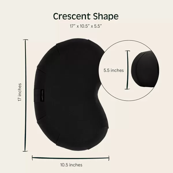 imageRetrospec Sedona Zafu Meditation Cushion Filled wBuckwheat Hulls  Yoga Pillow for Meditation Practices  Machine Washable 100 Cotton Cover ampamp Durable Carry Handle Crescent BlackBlack