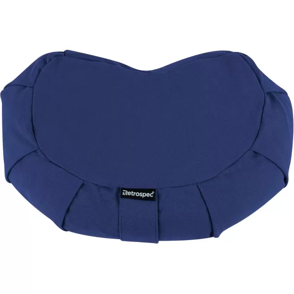 imageRetrospec Sedona Zafu Meditation Cushion Filled wBuckwheat Hulls  Yoga Pillow for Meditation Practices  Machine Washable 100 Cotton Cover ampamp Durable Carry Handle Crescent BlackMidnight Blue
