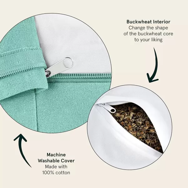 imageRetrospec Sedona Zafu Meditation Cushion Filled wBuckwheat Hulls  Yoga Pillow for Meditation Practices  Machine Washable 100 Cotton Cover ampamp Durable Carry Handle RoundSea Glass