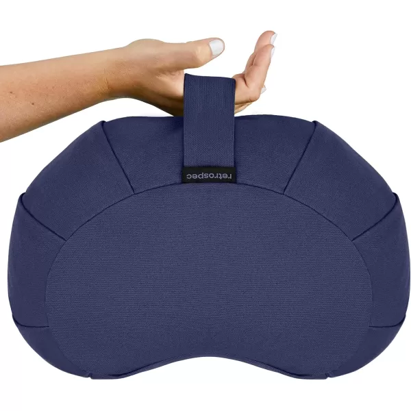 imageRetrospec Sedona Zafu Meditation Cushion Filled wBuckwheat Hulls  Yoga Pillow for Meditation Practices  Machine Washable 100 Cotton Cover ampamp Durable Carry Handle Crescent BlackMidnight