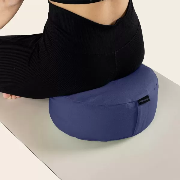 imageRetrospec Sedona Zafu Meditation Cushion Filled wBuckwheat Hulls  Yoga Pillow for Meditation Practices  Machine Washable 100 Cotton Cover ampamp Durable Carry Handle RoundMidnight