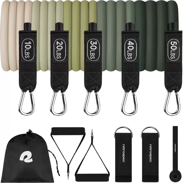 imageRetrospec Train Resistance Bands Set 5pc Workout Bands wHandles Door Anchor Carry Bag for Women ampamp MenCactus