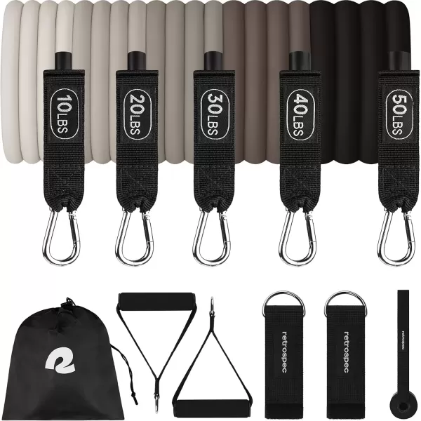 imageRetrospec Train Resistance Bands Set 5pc Workout Bands wHandles Door Anchor Carry Bag for Women ampamp MenCobblestone