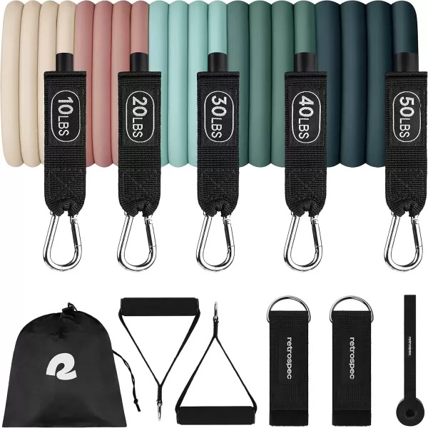 imageRetrospec Train Resistance Bands Set 5pc Workout Bands wHandles Door Anchor Carry Bag for Women ampamp MenSmoothie