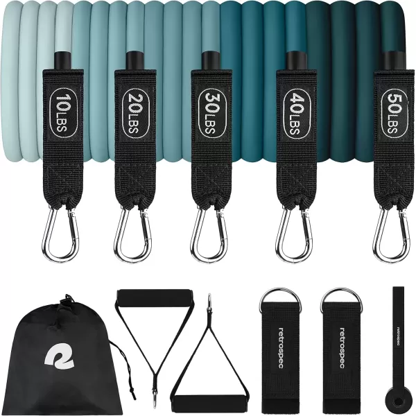 imageRetrospec Train Resistance Bands Set 5pc Workout Bands wHandles Door Anchor Carry Bag for Women ampamp MenUndertow