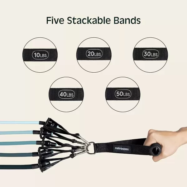 imageRetrospec Train Resistance Bands Set 5pc Workout Bands wHandles Door Anchor Carry Bag for Women ampamp MenUndertow