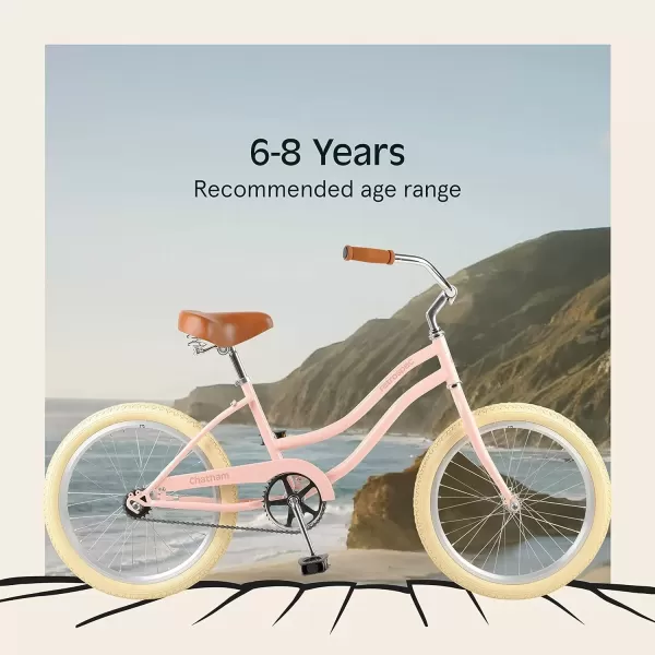 imageRetrospec Chatham 20 ampamp 24 Kids Beach Cruiser Bike 20 or 24inch Wheel Childrens Bicycle for 68 and 811 Year Old Girls and Boys with Coaster Brake Adjustable Seat and HandlebarsBlush