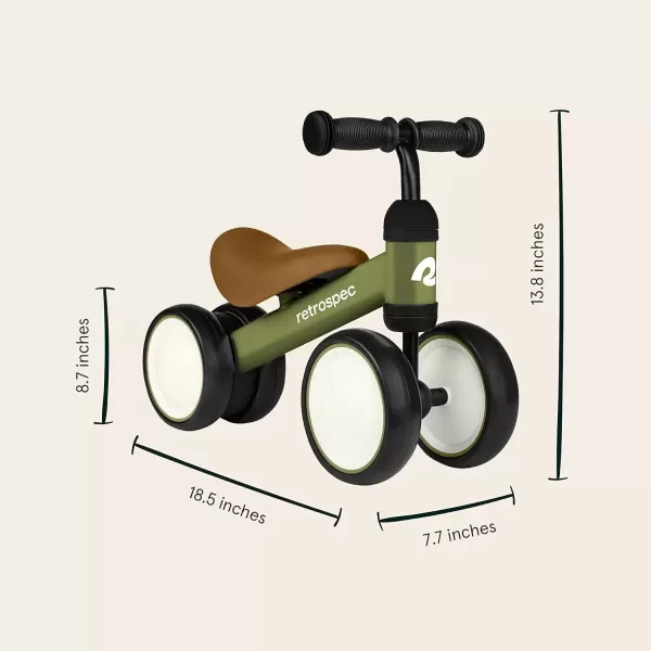 imageRetrospec Cricket Baby Walker 4Wheel Balance Bike for Ages 1224 Months Toddlers  First Birthday Gift  Toddler Bicycle Toy for 1 Year Olds  Ride On Toys for Boys ampamp GirlsOlive Drab