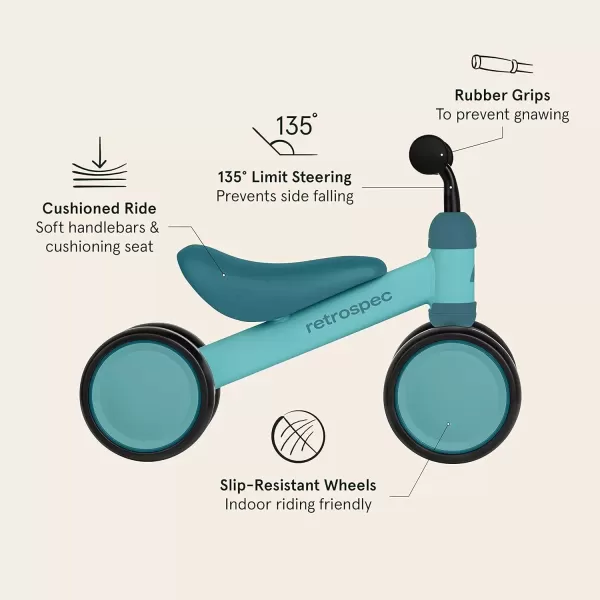imageRetrospec Cricket Baby Walker 4Wheel Balance Bike for Ages 1224 Months Toddlers  First Birthday Gift  Toddler Bicycle Toy for 1 Year Olds  Ride On Toys for Boys ampamp GirlsBlue Ridge