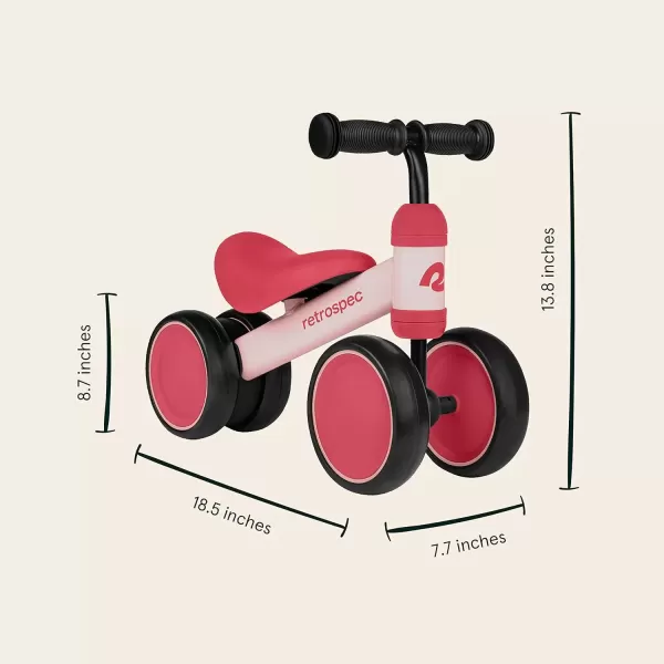 imageRetrospec Cricket Baby Walker 4Wheel Balance Bike for Ages 1224 Months Toddlers  First Birthday Gift  Toddler Bicycle Toy for 1 Year Olds  Ride On Toys for Boys ampamp GirlsBlush