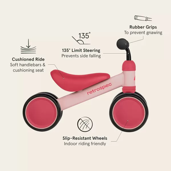 imageRetrospec Cricket Baby Walker 4Wheel Balance Bike for Ages 1224 Months Toddlers  First Birthday Gift  Toddler Bicycle Toy for 1 Year Olds  Ride On Toys for Boys ampamp GirlsBlush