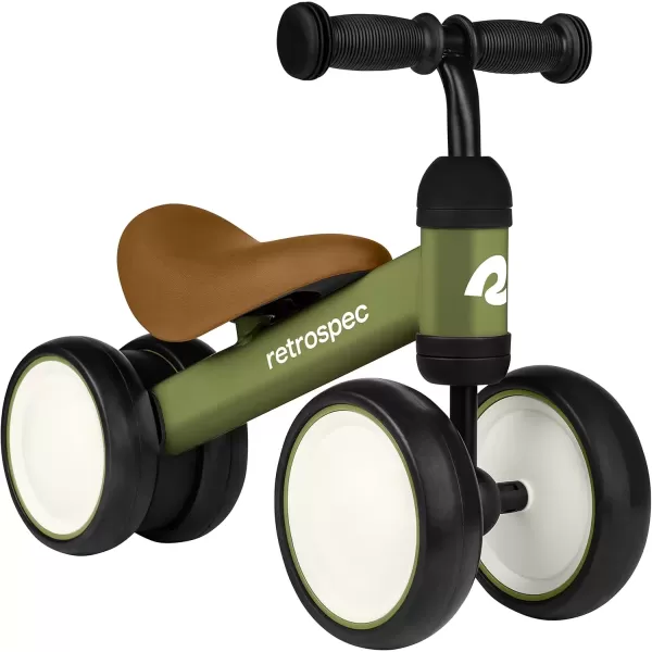 imageRetrospec Cricket Baby Walker 4Wheel Balance Bike for Ages 1224 Months Toddlers  First Birthday Gift  Toddler Bicycle Toy for 1 Year Olds  Ride On Toys for Boys ampamp GirlsOlive Drab