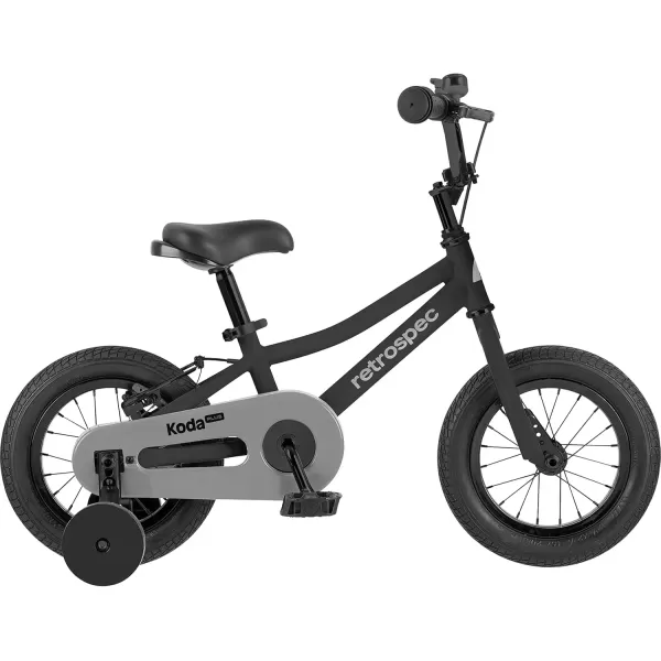 imageRetrospec Koda Plus Kids Bike for Boys ampamp Girls Ages 23 Years  12quot Childrens Bicycle Adjustable Seat ampamp Handlebars Removable Training Wheels Front Hand Brakes Rear Coaster Brake ampamp Safety BellBlack