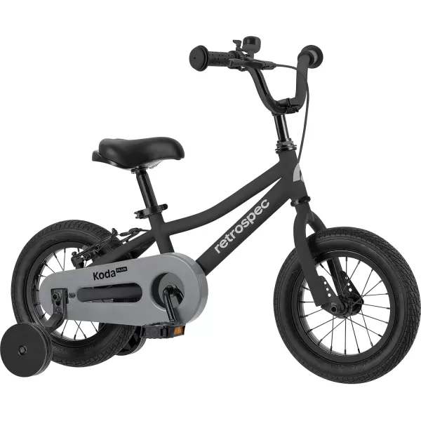 imageRetrospec Koda Plus Kids Bike for Boys ampamp Girls Ages 23 Years  12quot Childrens Bicycle Adjustable Seat ampamp Handlebars Removable Training Wheels Front Hand Brakes Rear Coaster Brake ampamp Safety BellBlack
