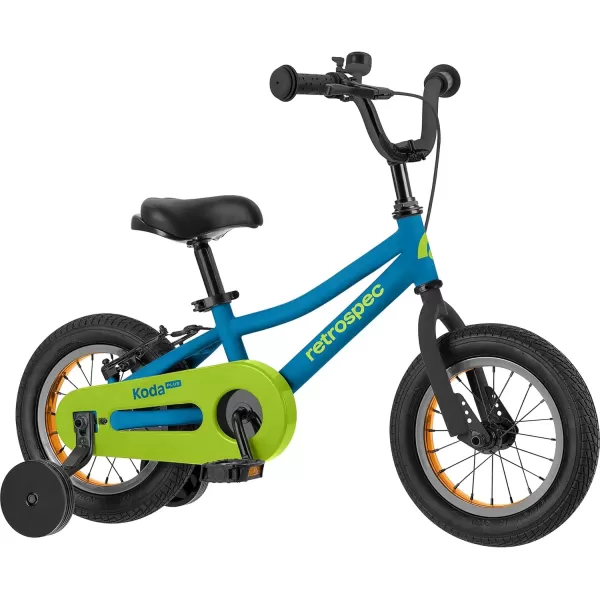 imageRetrospec Koda Plus Kids Bike for Boys ampamp Girls Ages 23 Years  12quot Childrens Bicycle Adjustable Seat ampamp Handlebars Removable Training Wheels Front Hand Brakes Rear Coaster Brake ampamp Safety BellBrash Blue