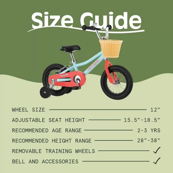 imageRetrospec Koda Plus Kids Bike for Boys ampamp Girls Ages 23 Years  12quot Childrens Bicycle Adjustable Seat ampamp Handlebars Removable Training Wheels Front Hand Brakes Rear Coaster Brake ampamp Safety BellStarfish