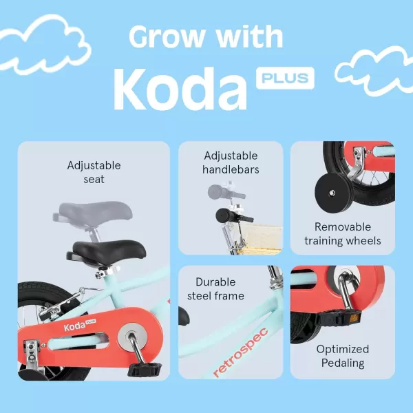 imageRetrospec Koda Plus Kids Bike for Boys ampamp Girls Ages 23 Years  12quot Childrens Bicycle Adjustable Seat ampamp Handlebars Removable Training Wheels Front Hand Brakes Rear Coaster Brake ampamp Safety BellStarfish
