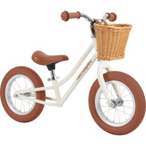 imageRetrospec Baby Beaumont Kids Balance Bike for Toddlers No Pedals Cushioning Air Filled Tires for Boys and Girls Ages 18 Months  3 Years with Adjustable Seat HeightEggshell