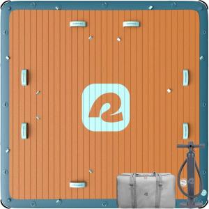 imageRetrospec Siesta Dock 7 Inflatable Floating Platform  Water Dock for Lakes Pools Boating  Portable MultiPerson Dock Floating Island Raft with DualAction Pump ampamp Carrying Bag
