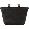 imageCane Woven Rectangular Toto Basket with Authentic Leather Straps and Brass BucklesBlack