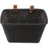 imageCane Woven Rectangular Toto Basket with Authentic Leather Straps and Brass BucklesBlack