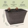 imageCane Woven Rectangular Toto Basket with Authentic Leather Straps and Brass BucklesBlack