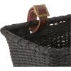 imageCane Woven Rectangular Toto Basket with Authentic Leather Straps and Brass BucklesBlack